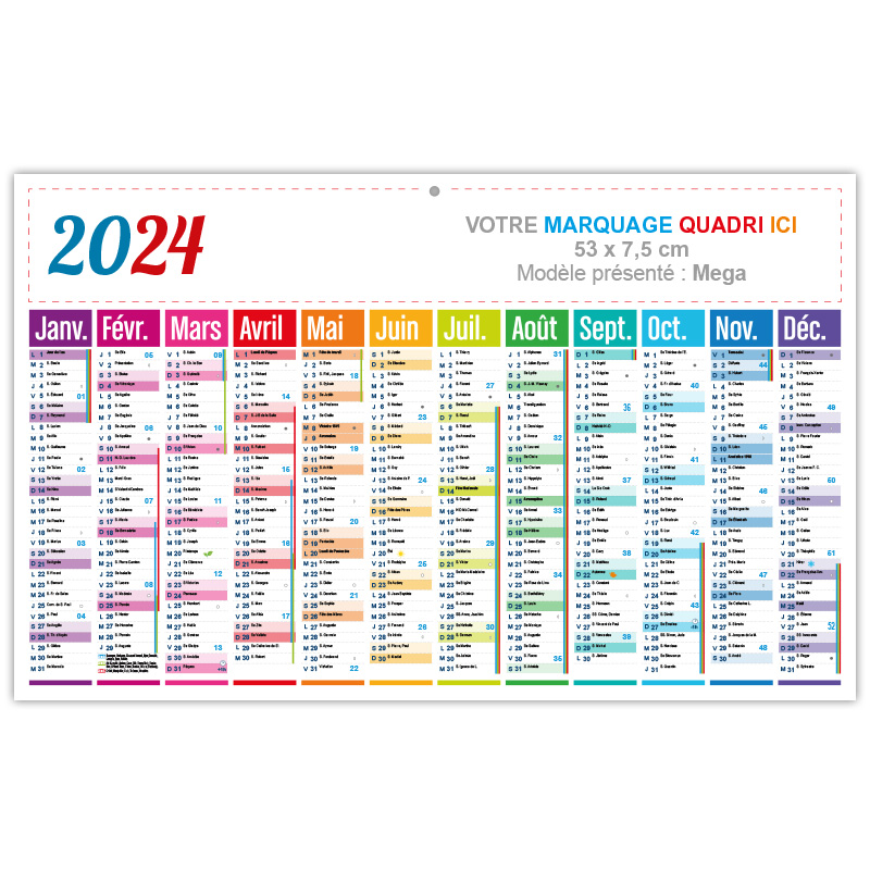 calendrier cartonné 2022 personnalisé à votre image, idéal pour communiquer, pour que votre logo ou message soit visible toute l'année