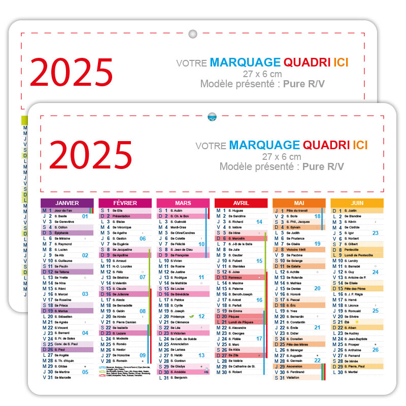 Calendriers cartonnés personnalisés en couleur à votre image