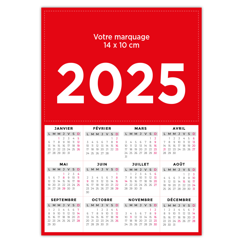 Calendrier magnet personnalisable à votre image. Choisissez un logo, une photo, ou simplement du texte pour faire passer votre message