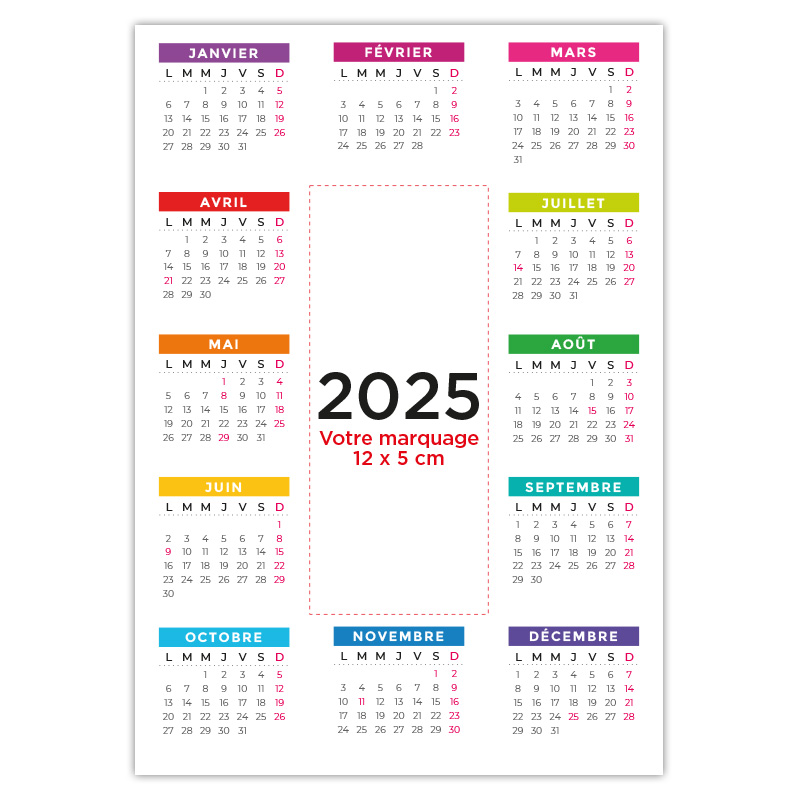 Calendrier magnet personnalisable à votre image. Choisissez un logo, une photo, ou simplement du texte pour faire passer votre message