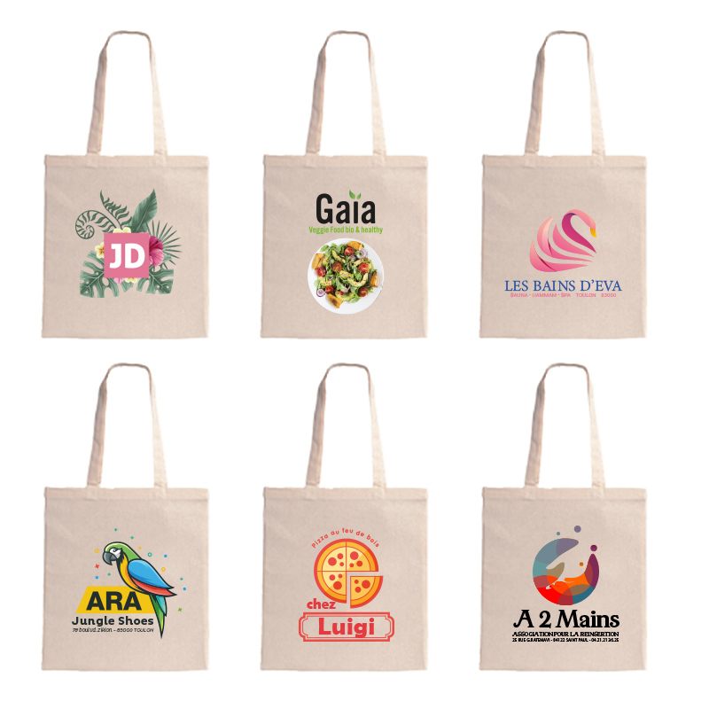 6 totebags imprimés en couleur