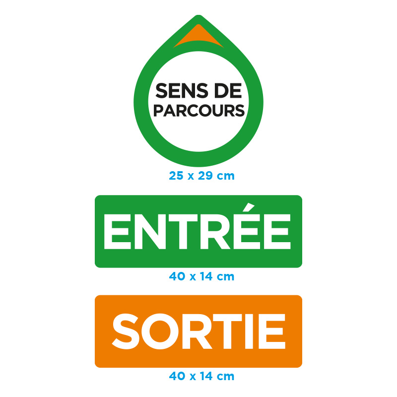 détail d'adhésifs sol de balisage de parcours