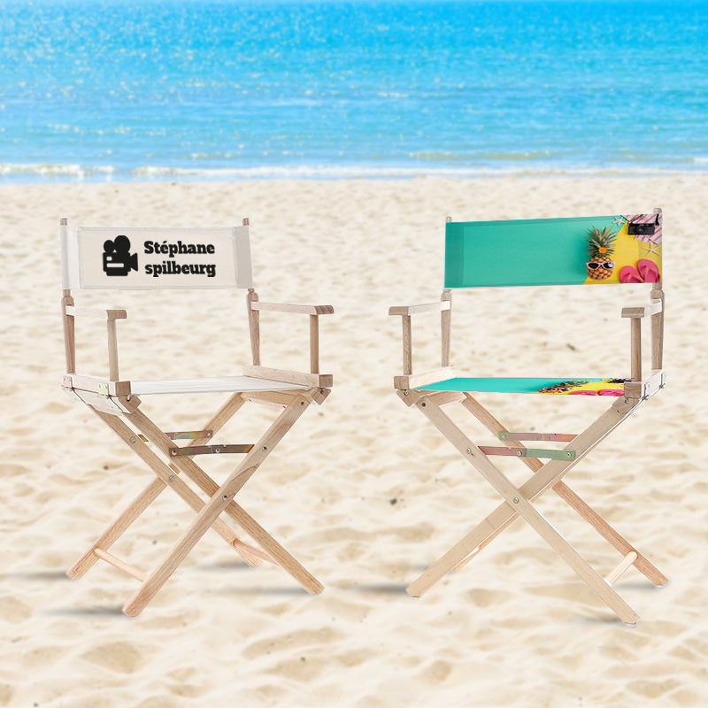 2 chaises de réalisateur personnalisées à la plage