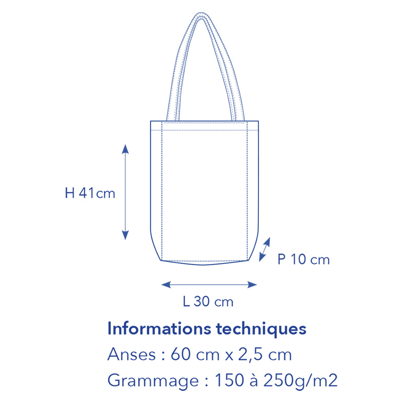 croquis de mesures du sac