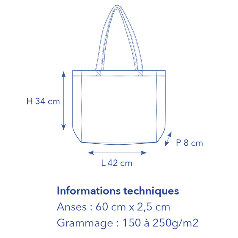 croquis de mesures du sac